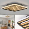 Velani plafonnier LED bois carré, lattes façon chêne, style scandinave