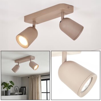 Lemak plafonnier LED spot orientable 2 lampes, rampe de spots GU10 sable