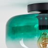 Plafonnier Boza en verre vert dégradé, lampe de plafond rétro Ø 28 cm