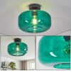 Boza plafonnier vintage, abat-jour en verre vert foncé rond Ø 28 cm