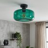 Boza plafonnier vintage, abat-jour en verre vert foncé rond Ø 28 cm
