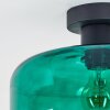 Boza plafonnier vintage, abat-jour en verre vert foncé rond Ø 28 cm