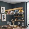 Koyoto suspension barre en bois, 5 lumières, globes en verre coloré, longueur 95 cm