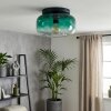 Plafonnier Boza en verre vert dégradé, abat-jour rond Ø 28 cm, E27