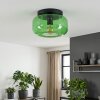 Plafonnier Boza en verre vert ø 28 cm, lampe de plafond rétro E27