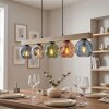 Ripoll suspension barre bois 95 cm à 5 points lumineux, globes en verre coloré