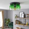Plafonnier rétro Boza avec abat-jour rond en verre vert et clair, ø 28 cm, E27