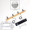 Ripoll suspension luminaire verre et bois 4 lampes, globes striés, longueur 75 cm