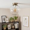 Gastor plafonnier globe en verre vintage, douille E27, finition laiton ancien