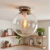 Gastor plafonnier globe en verre vintage, douille E27, finition laiton ancien