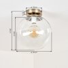 Gastor plafonnier globe en verre vintage, douille E27, finition laiton ancien