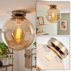 Gastor plafonnier boule vintage en verre ambré, douille E27