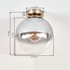 Plafonnier Gastor globe en verre fumé, finition laiton antique E27 vintage