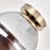 Gastor plafonnier boule en verre fumé E27, métal laiton antique, vintage