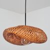 Suspension Bauro, abat-jour bombé en bambou brun pour la table à manger, longueur 50 cm