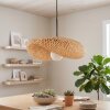 Suspension Bauro avec abat-jour bombé en bambou écru pour la table à manger, longueur 50 cm