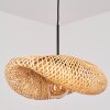 Suspension Bauro avec abat-jour bombé en bambou écru pour la table à manger, longueur 50 cm