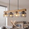 Ripoll suspension à barre de bois linéaire 4 lumières E14, longueur 75 cm