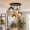 Gastor plafonnier boule en verre, 4 flammes E14, verres multicolores