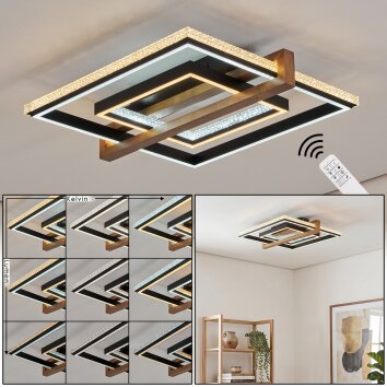 Selani plafonnier LED avec télécommande, design carré plat moderne