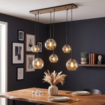 Koyoto suspension salle à manger à globes 6 flammes E27, style rétro boho