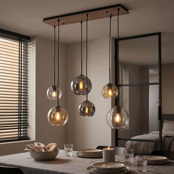 Koyoto suspension salle à manger, luminaire suspendu à 6 douilles E27 et globes