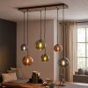Koyoto suspension 6 lampes E27 à abat-jour en verre multicolore vintage