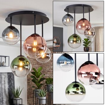 Chehalis plafonnier globe 4 lampes G9 Ø 38 cm, style vintage moderne pour salon