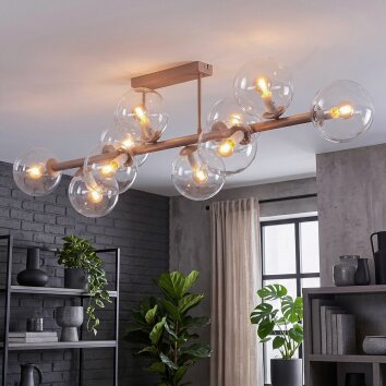 Gastor plafonnier boule E14, 10 lumières, design allongé pour salon