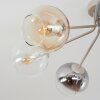 Plafonnier en grappe Koyoto à 7 lumières, abat-jour en verre ambre, clair et fumé ø 15 cm