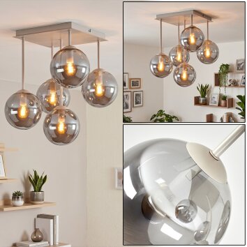 Plafonnier Gastor 5 lumières, luminaire de plafond à globes E14 pour salon