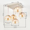 Koyoto plafonnier à globes 5 flammes E14, luminaire de plafond carré rétro vintage