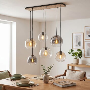 Koyoto suspension à globes pour salle à manger, 6 lampes E27, style vintage
