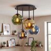 Plafonnier moderne Koyoto, 4 abat-jour ronds en verre en cluster, 25 Watt