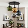 Plafonnier moderne Koyoto, 4 abat-jour ronds en verre en cluster, 25 Watt