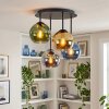 Plafonnier moderne Koyoto, 4 abat-jour ronds en verre en cluster, 25 Watt