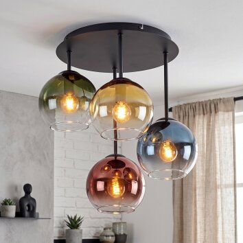 Koyoto plafonnier boule 4 lumières E14, luminaire de plafond rétro ø 38 cm