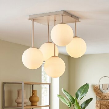 Gastor plafonnier à boules, lampe de plafond 5 flammes, style rétro boho