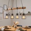 Gondo suspension salle à manger avec barre en bois, 4 points E27, longueur 80 cm