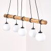 Koyoto suspension à barre en bois, luminaire salle à manger 5 lumières, longueur 100 cm