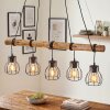 Gondo suspension en bois sur barre, 5 lumières E27, abat-jour cage, longueur 100 cm