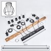 Gondo suspension en bois sur barre, 5 lumières E27, abat-jour cage, longueur 100 cm
