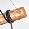 Gondo suspension en bois sur barre, 5 lumières E27, abat-jour cage, longueur 100 cm