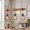 Gondo suspension bois avec barre façon tronc, 3 flammes E27, longueur 60 cm