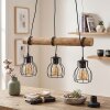 Gondo suspension bois avec barre façon tronc, 3 flammes E27, longueur 60 cm