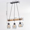 Gondo suspension bois avec barre façon tronc, 3 flammes E27, longueur 60 cm