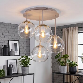 Gastor plafonnier globe 4 lumières E14, luminaire de plafond rond