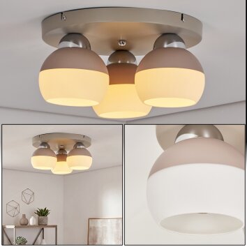 Eloria plafonnier boule rond E27 3 flammes, luminaire de plafond scandinave