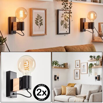 Applique murale Lemou E27 style rétro, lot de 2 luminaires muraux pour salon