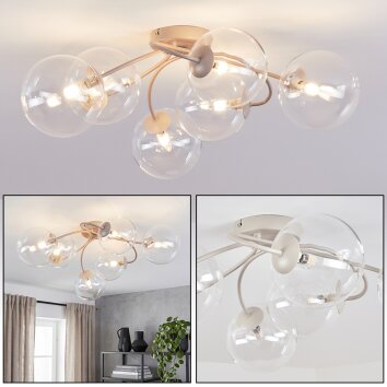 Chehalis plafonnier boule 6 feux G9, design moderne rétro, diamètre 64 cm